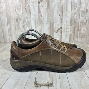 KEEN Womens Brown Leather Suede Low Top Hiking Shoes Lace Up Sneakers 1007024